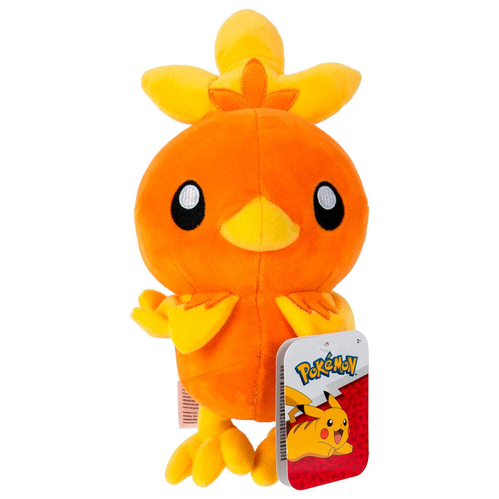 Emballage officiel JAZWARES de la peluche Pokemon Torchic de 20cm en présentation