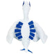 Peluche Pokémon Lugia 30 cm de profil, montrant la texture douce et les couleurs fidèles au personnage original