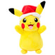 Peluche Pikachu Noël 20cm vue de face avec bonnet rouge et blanc sur fond blanc