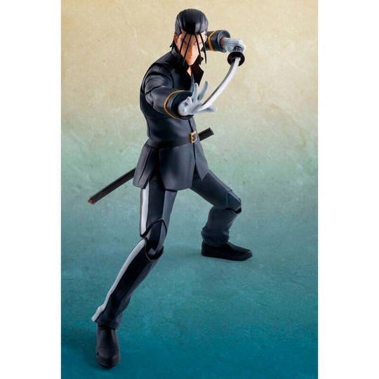 Figurine Hajime Saito en pose dynamique avec tenue traditionnelle Meiji