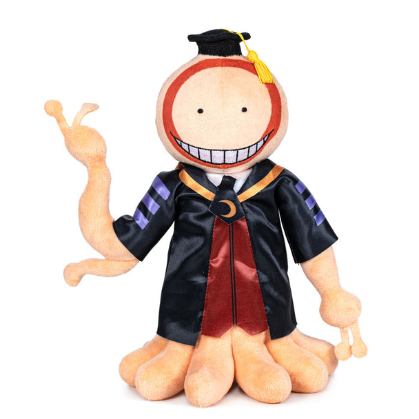 Peluche Right de 27 cm issue de la série Assassination Classroom, fabriquée par PLAY BY PLAY, montrant le personnage dans une pose fidèle à l'anime.