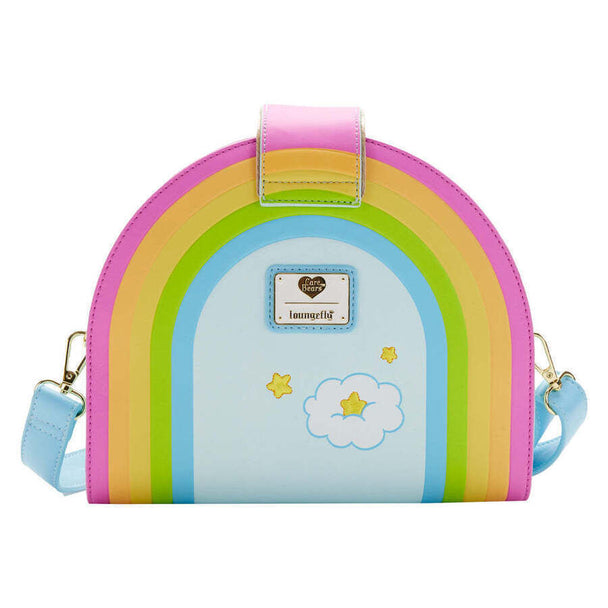 Détail de la fermeture éclair et logo Loungefly sur le sac à bandoulière Care Bears