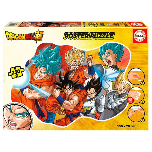 Puzzle Dragon Ball 250 pièces assemblé en poster 100x70cm avec forme extérieure spéciale EDUCA BORRAS