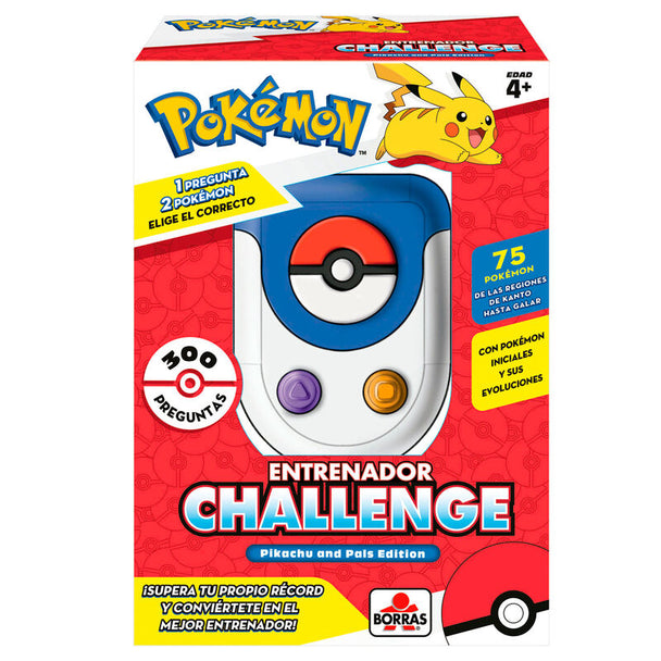Vue du jeu de société Pokemon Trainer Challenge avec son plateau et le détecteur électronique Educa Borras