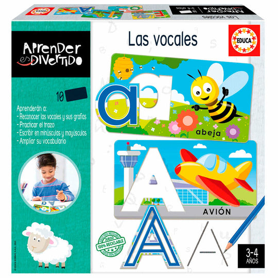 Boîte du jeu éducatif EDUCA BORRAS Spanish The Vowels avec illustrations colorées pour enfants de 3 à 5 ans