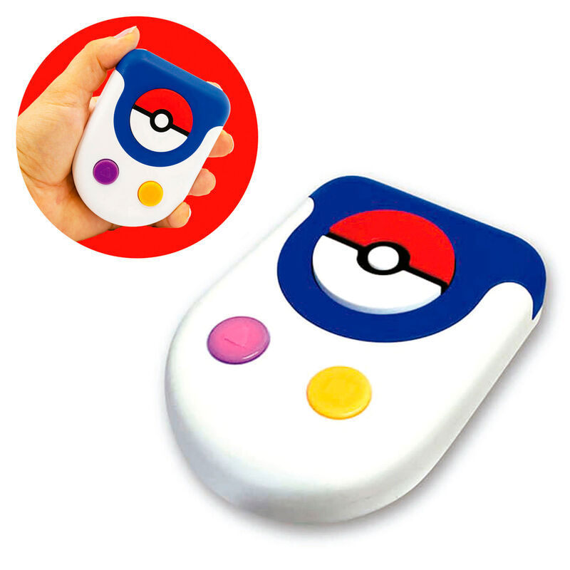 Gros plan sur le détecteur électronique du jeu Pokemon Trainer Challenge avec instructions visibles