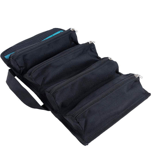 Détail de la trousse Batman CERDÁ montrant les trois compartiments ouverts et la qualité du polyester
