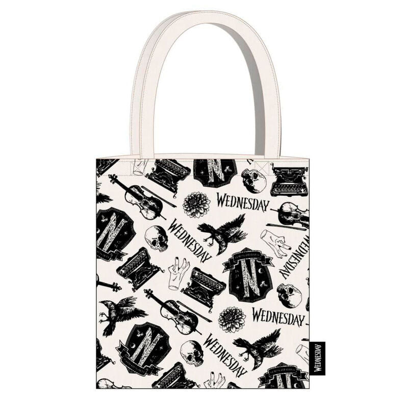 Sac shopping Wednesday de CERDÁ en polyester et coton, dimensions 36x39 cm, présenté sur fond blanc.
