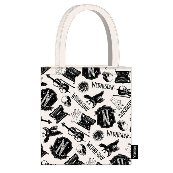 Sac shopping Wednesday de CERDÁ en polyester et coton, dimensions 36x39 cm, présenté sur fond blanc.