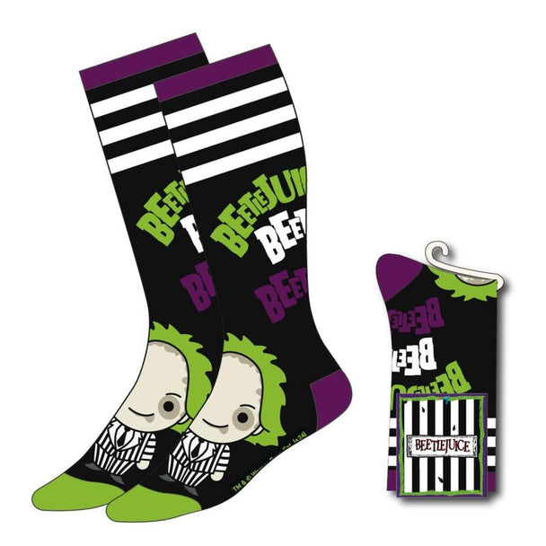 Chaussettes adultes Beetlejuice CERDÁ taille 41-45 en coton, vue détaillée du motif et texture.