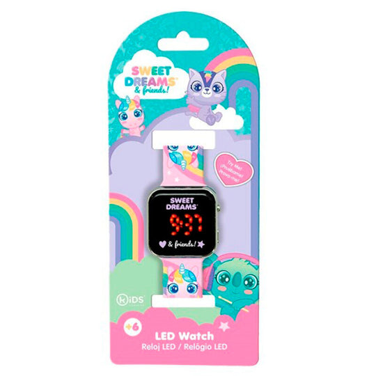 Vue rapprochée de la montre LED Licorne SWEET DREAMS montrant le design fantaisie et les dimensions compactes