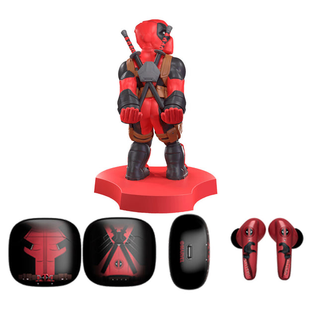 Casque sans fil Marvel Deadpool EXQUISITE GAMING avec design rouge et noir sur fond blanc