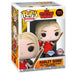 Vue rapprochée de la figurine POP Harley Quinn montrant les détails du visage et des accessoires