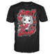Ensemble complet du set FUNKO Suicide Squad avec figurine POP Harley Quinn et t-shirt, présenté sur fond neutre