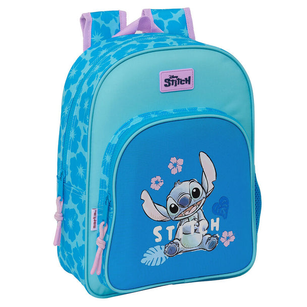 Sac à dos Disney Stitch Hawaii 34cm vue de face avec motif coloré et grande poche avant