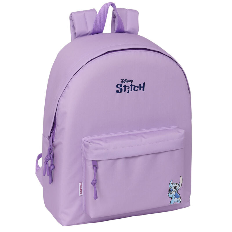 Vue de face du sac à dos Disney Stitch Sweet 42cm avec poche avant zippée et design coloré