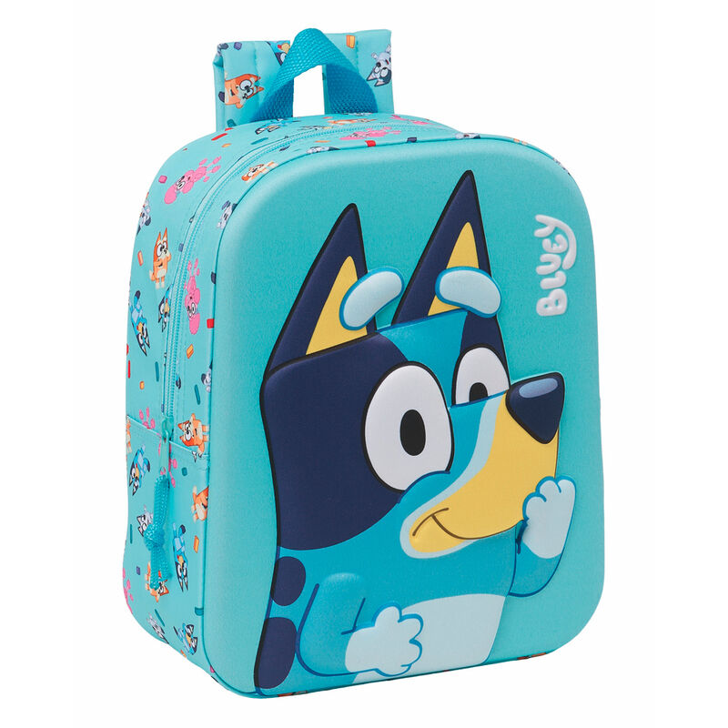 Sac à dos 3D Bluey 27 cm de marque SAFTA avec compartiment principal zippé et design coloré