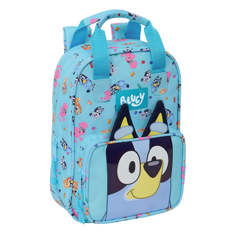 Sac à dos Bluey SAFTA 28cm avec grande poche avant zippée, vue de face sur fond blanc