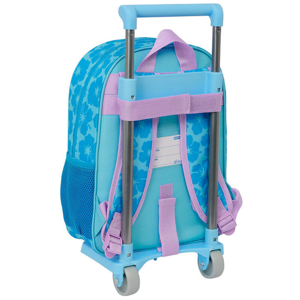 Détail des bretelles ergonomiques rembourrées et de la poignée supérieure du trolley Stitch