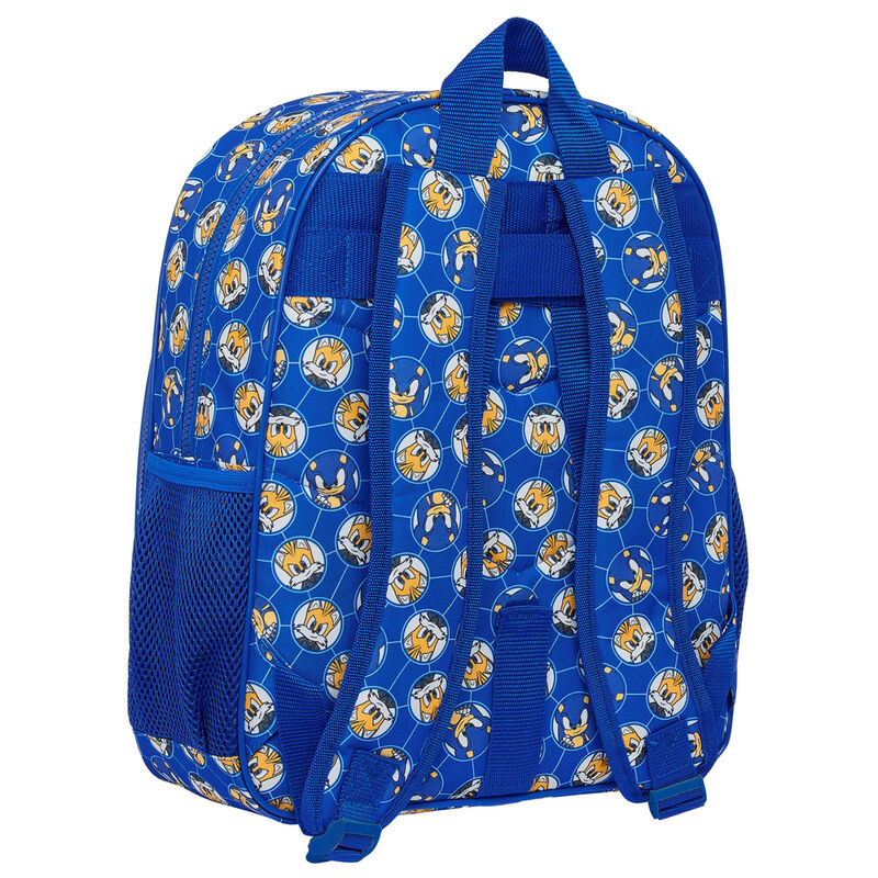 Vue de face du sac à dos Sonic Prime avec grande poche frontale et double fermeture éclair