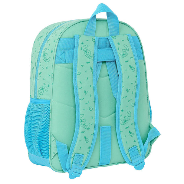 Vue de côté du sac à dos Stitch avec bretelles rembourrées et poignée supérieure ergonomique