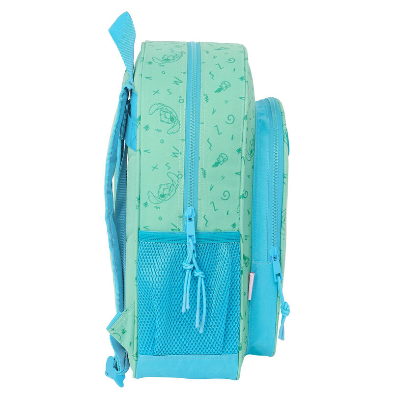 Grande poche avant du sac à dos trolley Disney Stitch Aloha ouverte montrant son espace de rangement