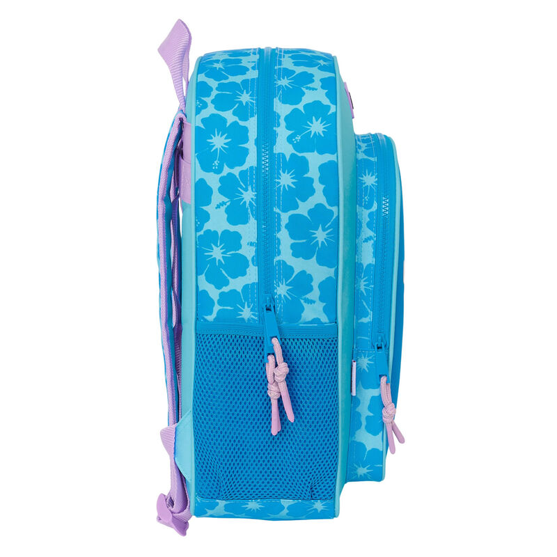 Détail de la fermeture double zip et poignée supérieure du sac à dos trolley Disney Stitch Hawaii