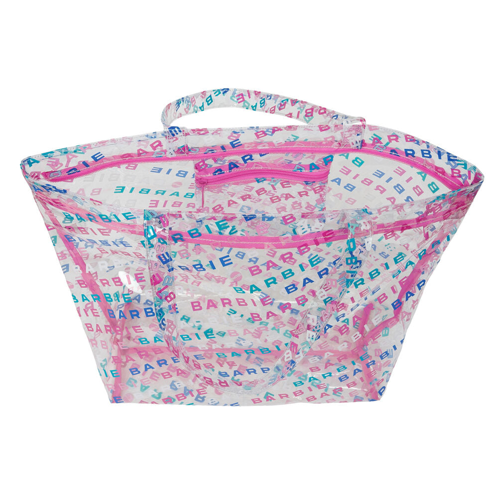 Intérieur spacieux du sac de plage Barbie SAFTA montrant son grand volume de rangement