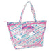 Vue rapprochée du design vibrant du sac de plage Barbie SAFTA avec ses poignées solides