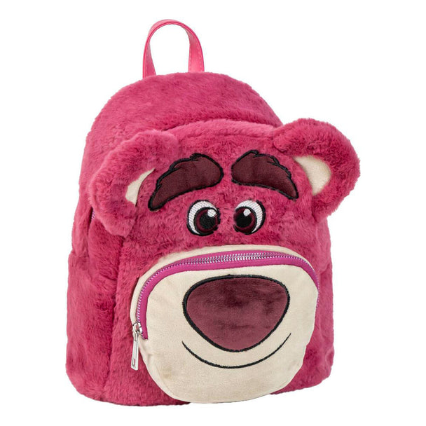 Détail du sac à dos Lotso Disney Pixar Toy Story montrant les bretelles ajustables et la texture résistante