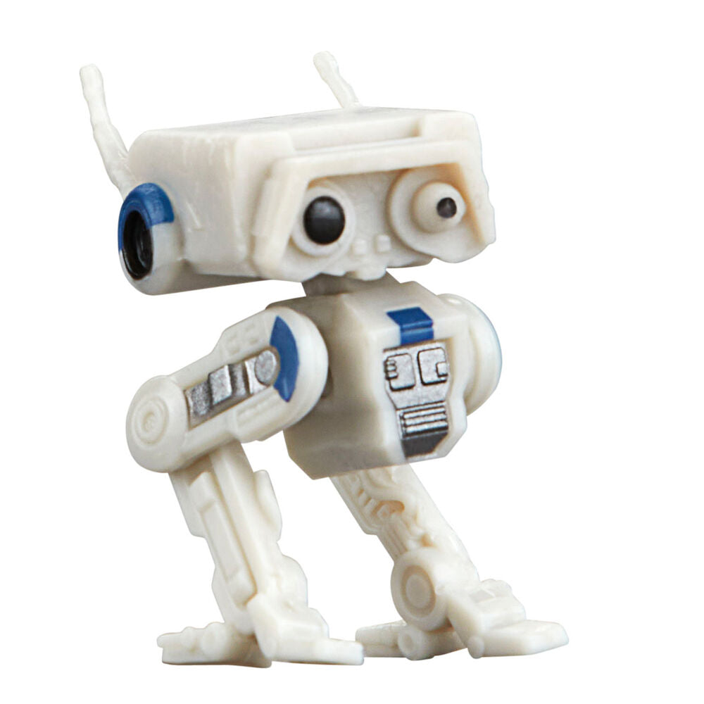 Gros plan sur les yeux lumineux du Pit Droid 15cm articulé