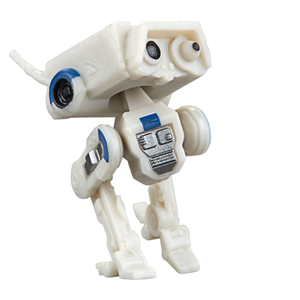 Figurine R5-D4 posée sur un socle avec éclairage studio