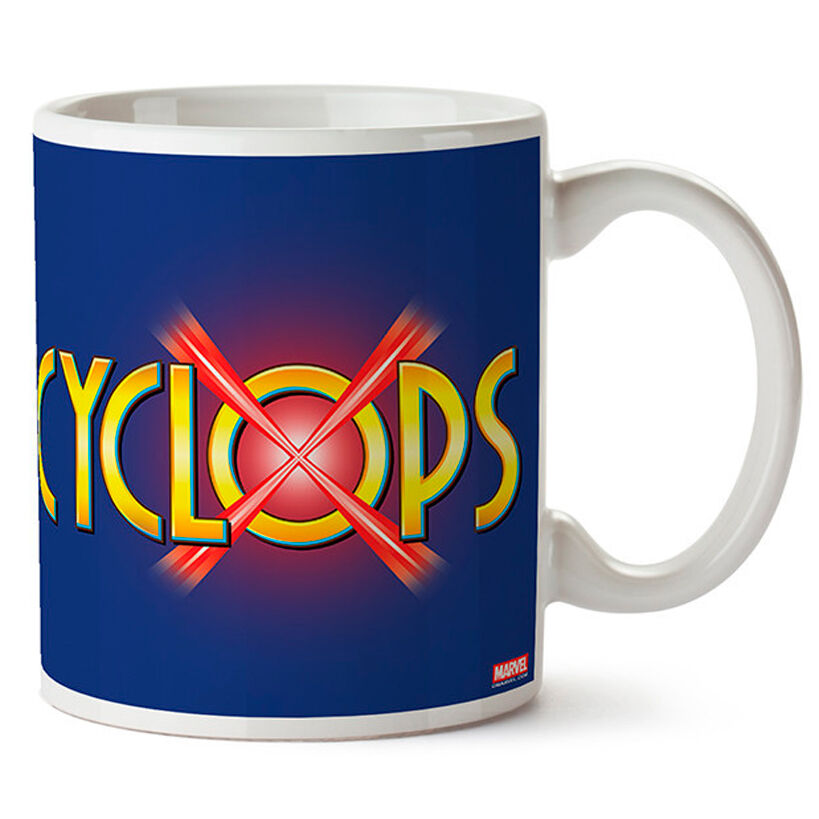 Profil du mug Cyclops X-Men avec détails du design et dimensions visibles