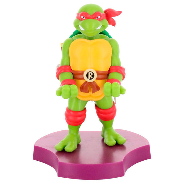Figurine Teenage Mutant Ninja Turtles Raphael Mini Cable Guy de 8x8x11 cm, support pour écouteurs avec design détaillé et coloré.