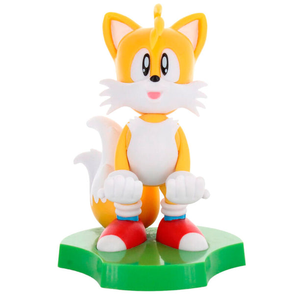 Figurine Sonic the Hedgehog Tails Mini Cable Guy vue de face avec support d'écouteurs sur fond blanc