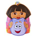 Vue de face du sac à dos Loungefly Dora l'exploratrice en cuir vegan scintillant avec détails colorés
