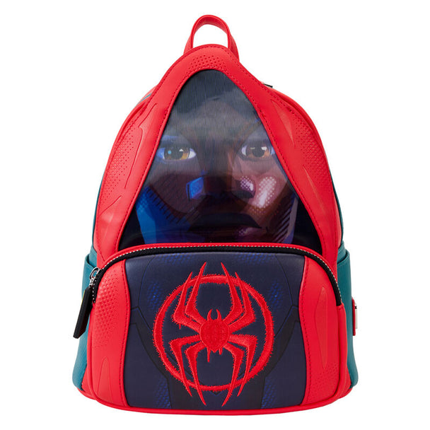 Sac à dos Loungefly Marvel Spider-Verse Miles Morales en cuir vegan, vue frontale détaillée