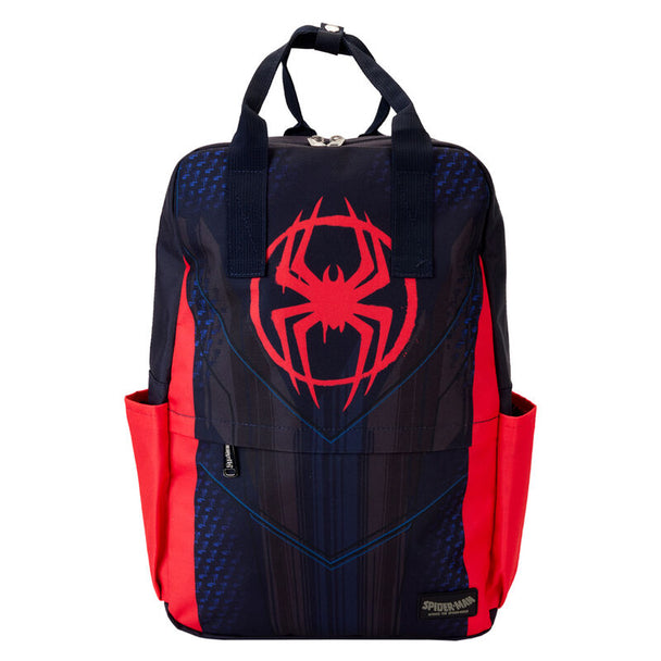Sac à dos Loungefly Marvel Spider-Verse Miles Morales en nylon vu de face avec imprimés détaillés