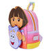 Gros plan sur les broderies et détails imprimés du sac à dos Dora the Explorer Loungefly