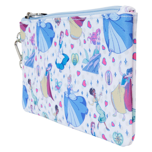 Détail des appliqués et effets irisés sur la pochette Loungefly Disney Princess style Manga