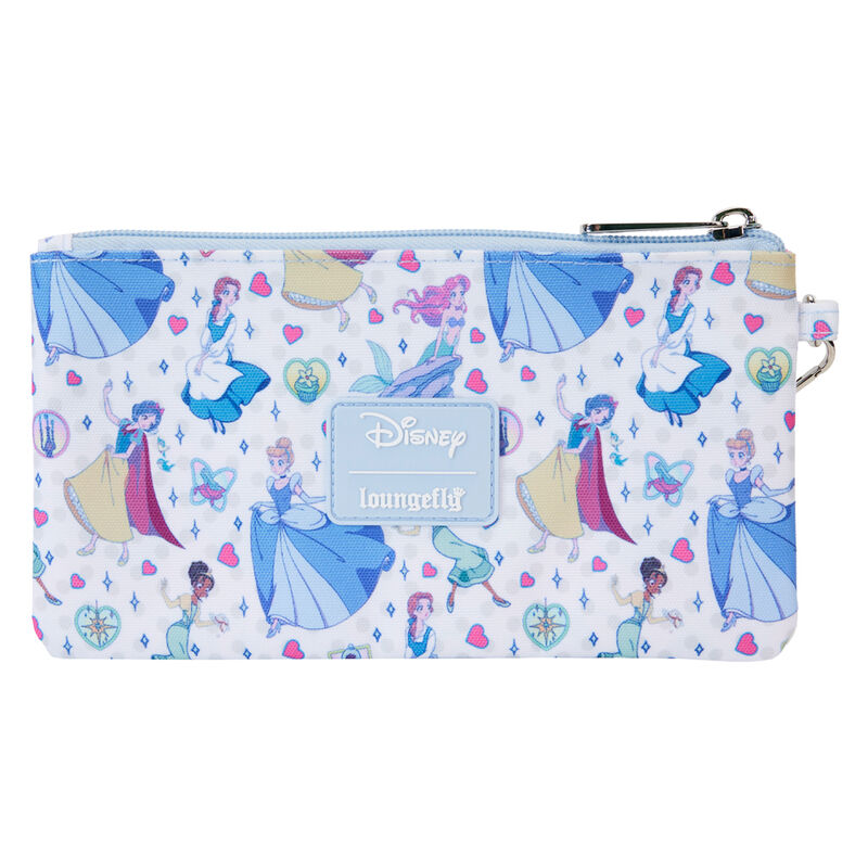 Intérieur doublé assorti visible de la pochette Loungefly Disney Princess en nylon vegan