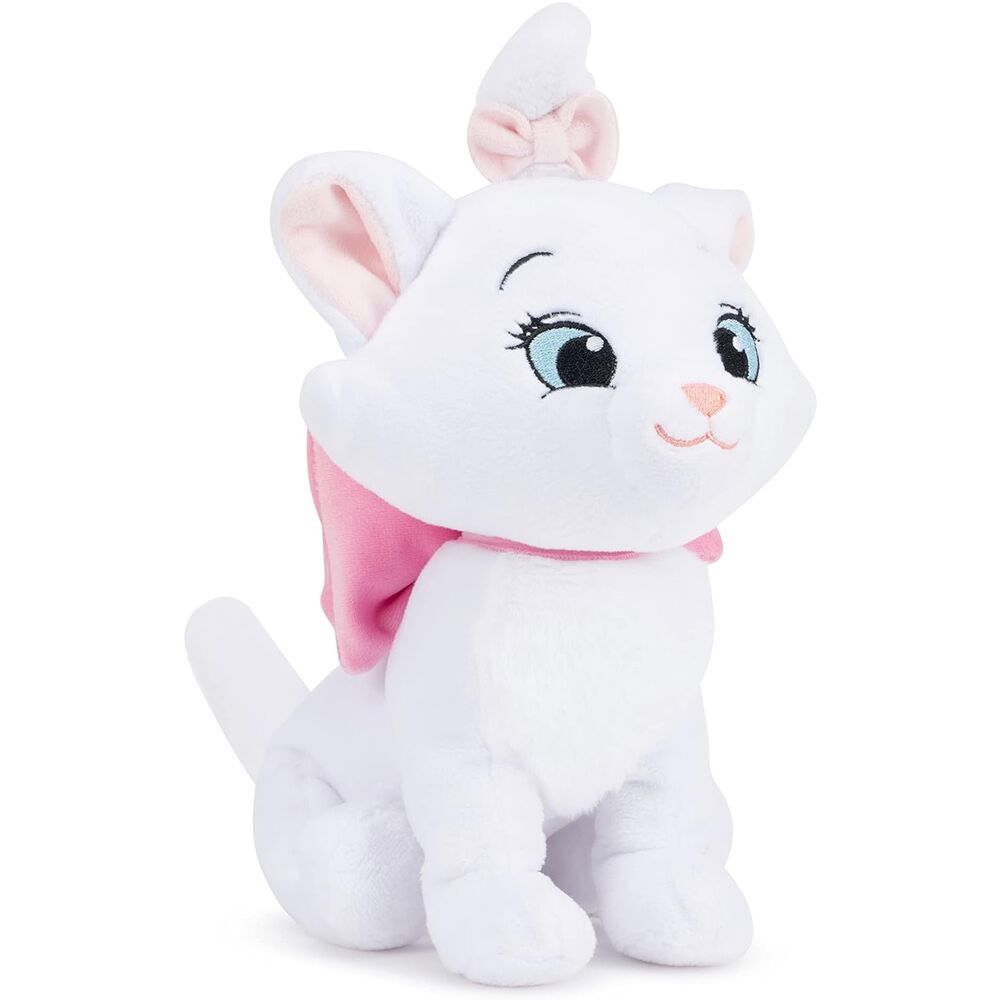 Peluche Marie Les Aristochats de la marque SIMBA, position assise montrant son noeud rose et expression adorable