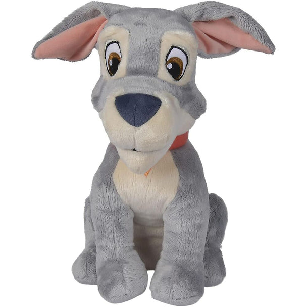 Peluche Tramp de Disney La Belle et le Clochard vue de face, 35 cm, marque SIMBA