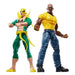 Figurines Iron Fist et Luke Cage posées côte à côte sur fond neutre