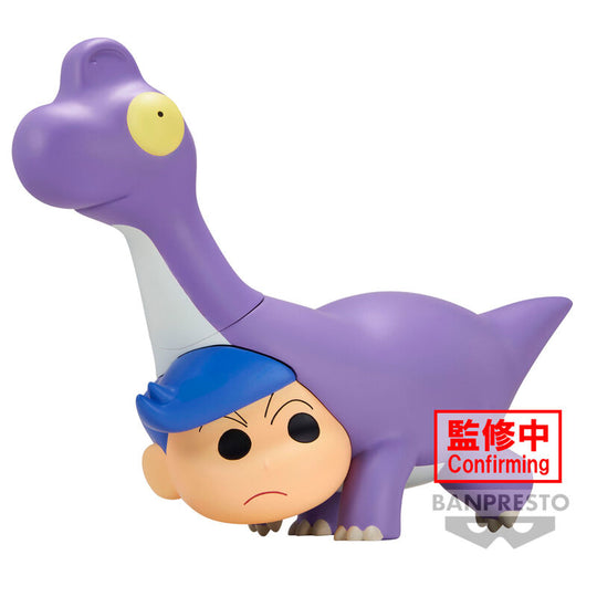 Figurine Crayon Shinchan Kazama-kun déguisé en Brachiosaurus de 22 cm vue de face avec couleurs vives