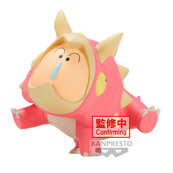 Figurine Crayon Shinchan Bochan en costume de Triceratops vue de face, hauteur 16 cm, édition BANPRESTO