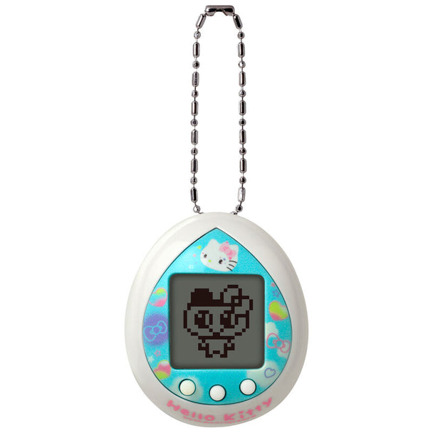 Tamagotchi Hello Kitty édition 50e anniversaire en bleu avec écran allumé