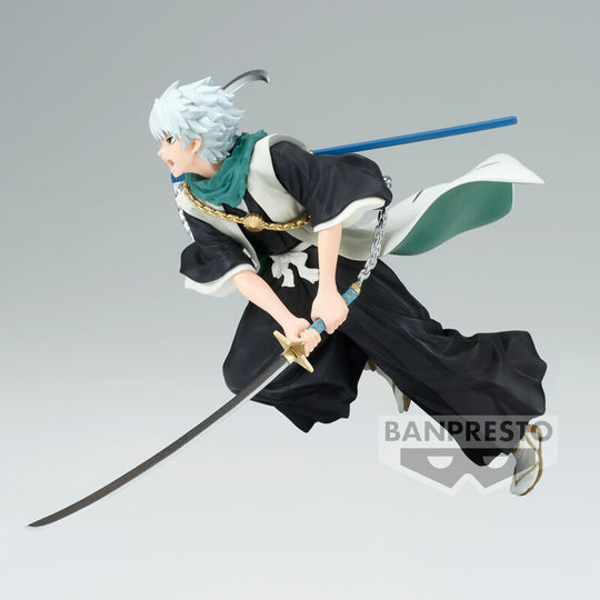 Vue rapprochée de la tête de la figurine BANPRESTO Toushiro Hitsugaya avec expression déterminée