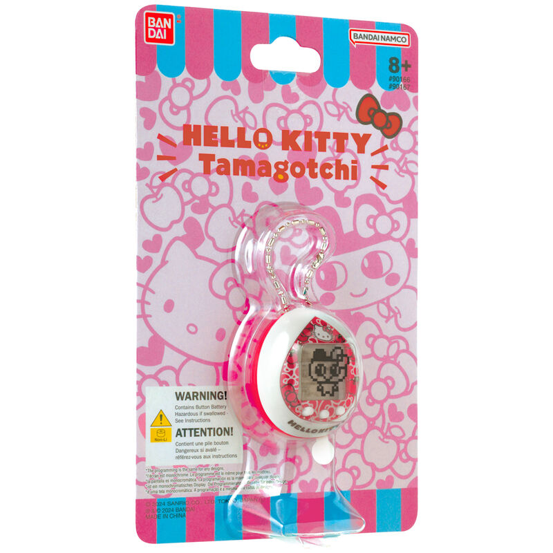 Image du Tamagotchi allumé montrant l'interface multi-langues en action