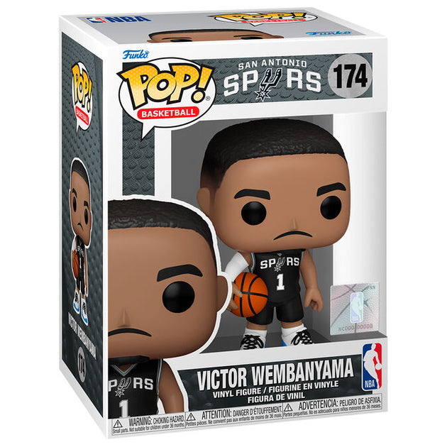 Figurine Funko POP de Victor Wembanyama en tenue des San Antonio Spurs, vue de face sur fond blanc